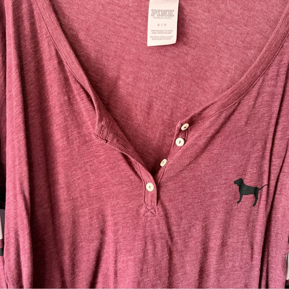 PINK Victoria’s Secret Long Sleeve Henley Shirt - Picture 2 of 3